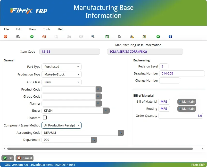 Manufacturing Base Information